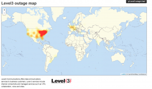 Level3 Outage map on 24Oct16 Screen Shot by Geek For Hire, Inc.