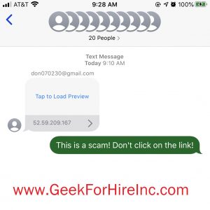 holiday phishing scams - text message