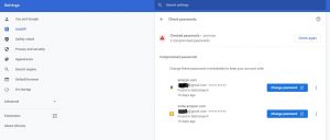 hacked password alert from Google Chrome