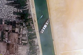 Ever Given stuck in Suez canal - image from Wikipedia