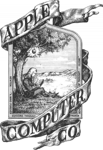 First Apple Logo qualifies as a Trivia Question! I've copied the ALT text from the Wikipedia entry: Apple's absolute first logo, pre 1976. Drawn by then co-founder Ronald Wayne. The logo features Sir Isaac Newton sitting under the apple tree where he supposedly discovered gravity, by an apple falling on his head. See here for the 1976 Apple 1 manual and advertisements where this logo was used.