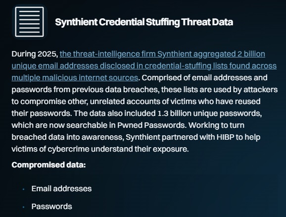 results from a specific data breach